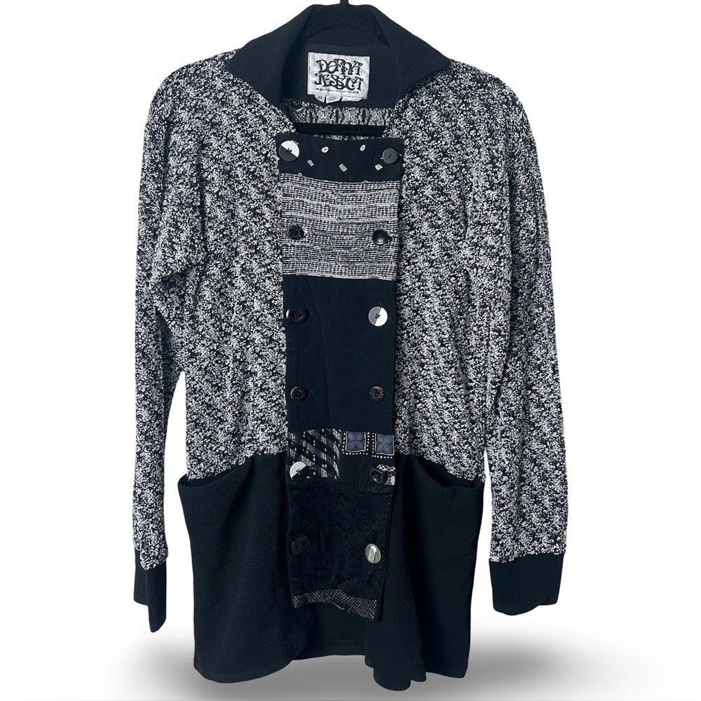 Donna Jessica – Women’s Black Gray Mixed Media Bouclé Button Jacket – Sz.‎ 0